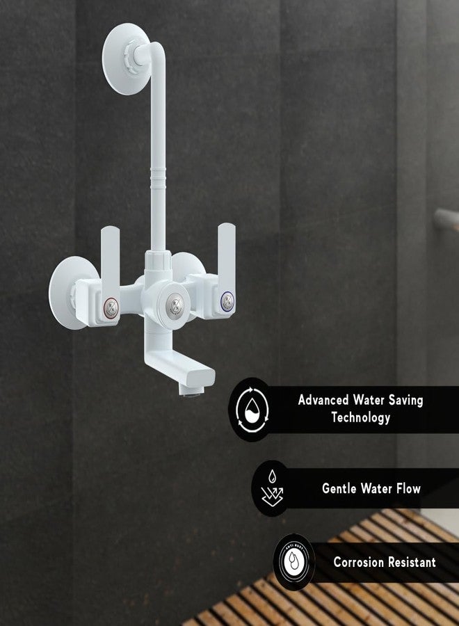 R. N. RN PTMT Superior Plastic Faucet 3 in 1 L-Bend Wall Mixer Tap for Bathroom for Hot & Cold Water | Provision to Connect Overhead Shower (Marble)_RNABP18B19 | 20mm(3/4") Cartridge - Image 3